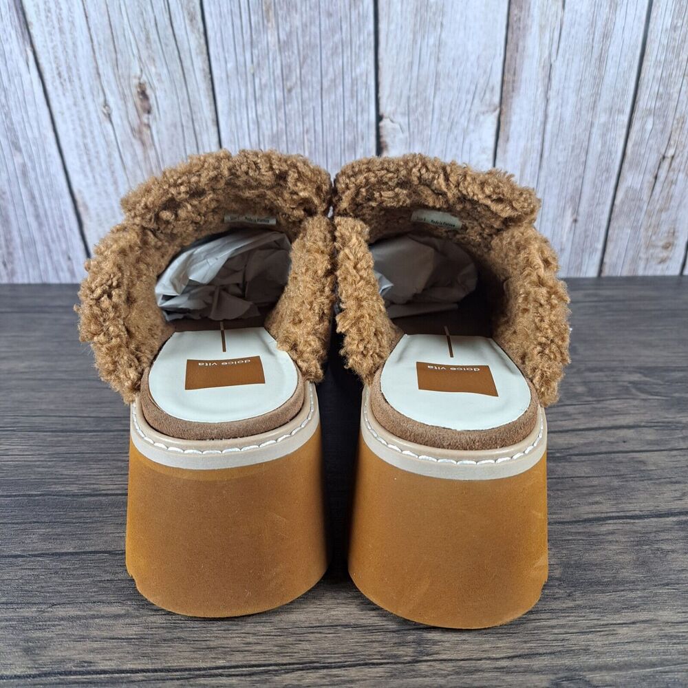 Dolce Vita Lelani Plush Flat Platform Mule Women's Sz 9 Pecan Suede (VGC) - Picture 4 of 9
